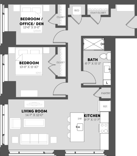 a floor plan of a bedroom apartment